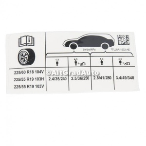 Eticheta valori presiune roti Ford Mustang Mach-E MACH-E (CGW) EV 286 HP oe 2517670