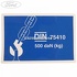 Eticheta informare greutate ancora portbagaj Ford Transit MK7 2.4 TDCi 100 HP Part Number 6C11550B32AA
