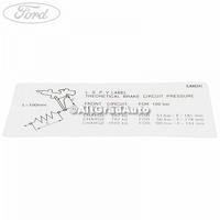 Eticheta informare valori presiune circuit frana Ford Ranger 1 2.5 D