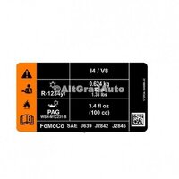 Eticheta valori aer conditionat R1234YF Ford Mustang 2.3 EcoBoost