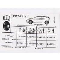 Eticheta valori presiune roti ST Ford Fiesta MK 8 1.6 ST